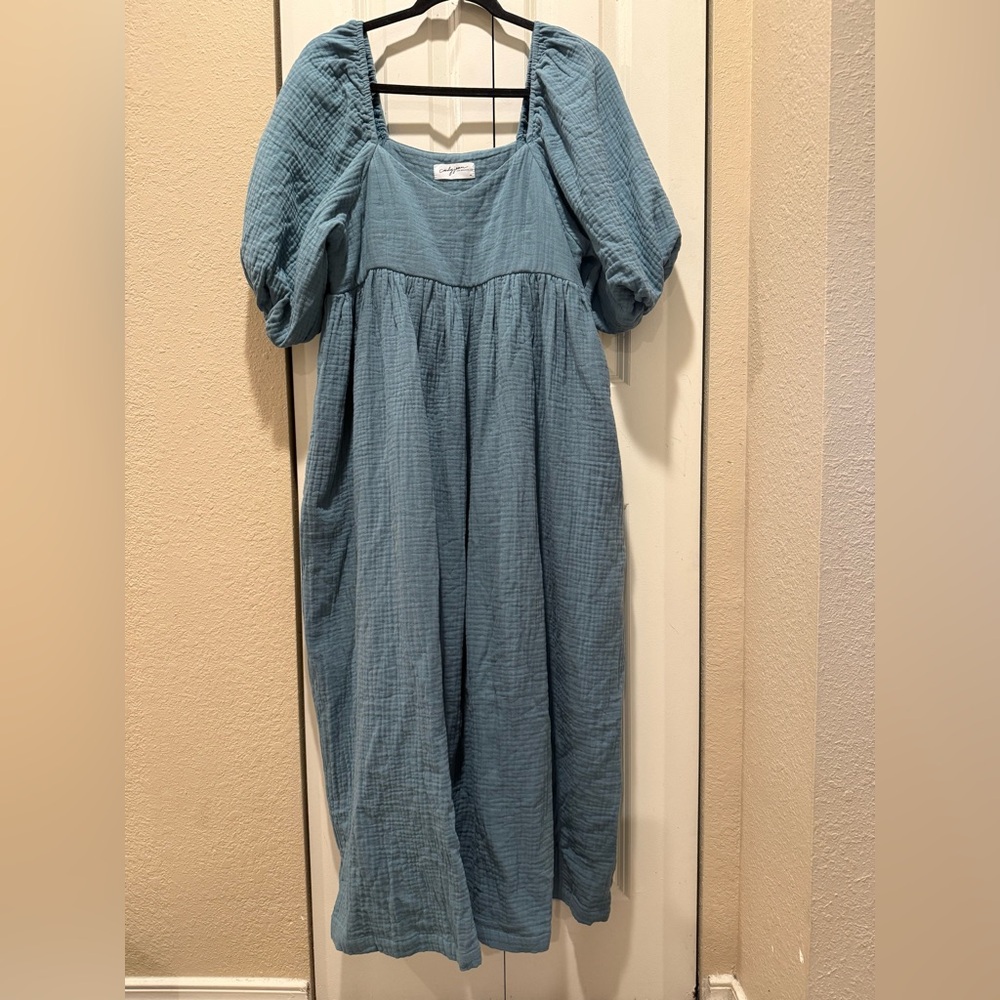 Carly Jean Los Angeles Emma Blue Midi Gauze Dress